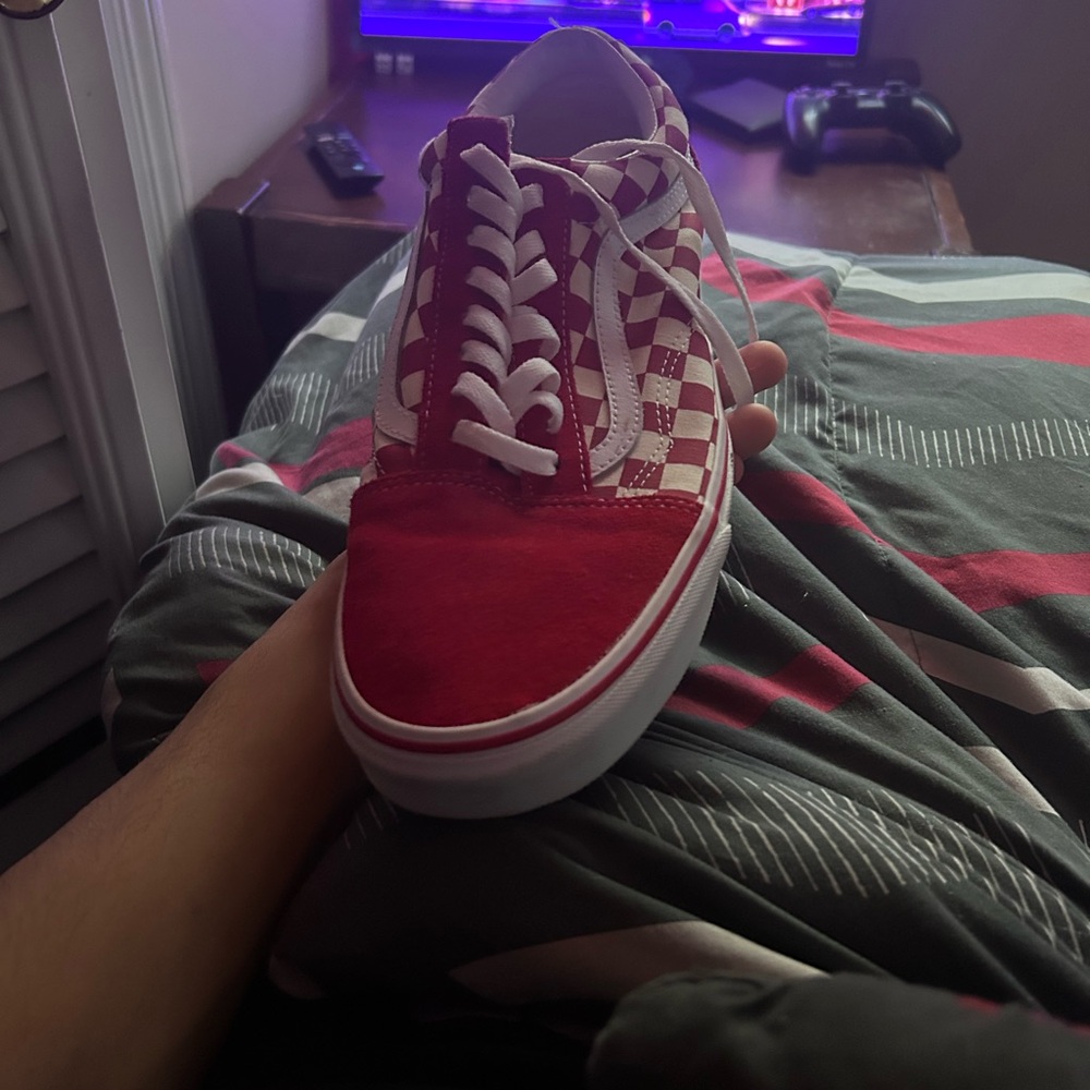 Checkered red vans
